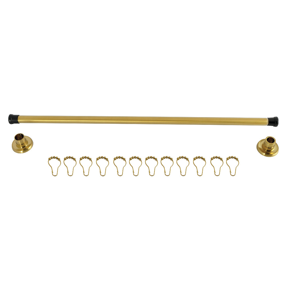 KSR367 Edenscape 36 in. -60 in. Stainless Steel Adjustable Shower Curtain Rod with Rings - Brushed Brass