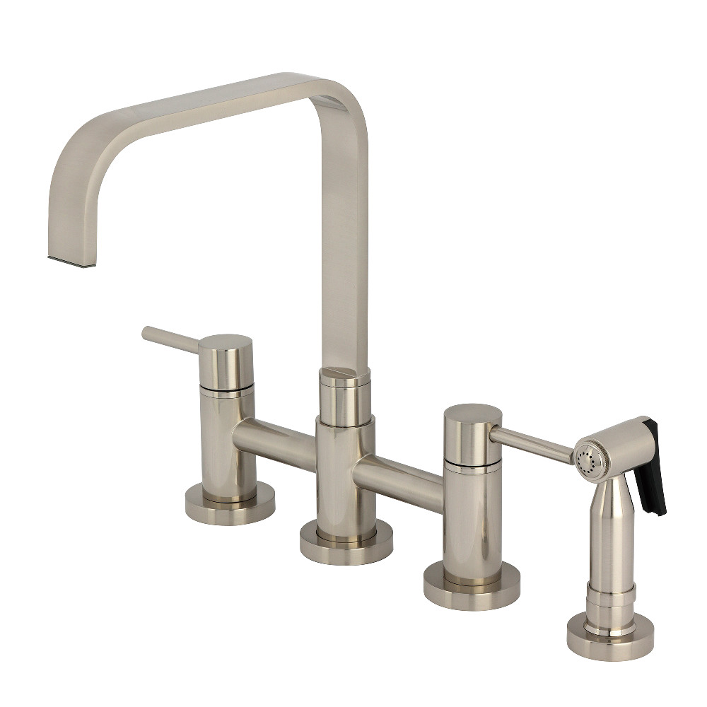Picture of Kingston Brass KS8258DLBS Concord Bridge Kitchen Faucet with Brass Side Sprayer, Brushed Nickel