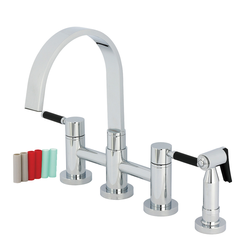 Picture of Kingston Brass KS8261DKLBS Kaiser Bridge Kitchen Faucet with Brass Side Sprayer, Polished Chrome
