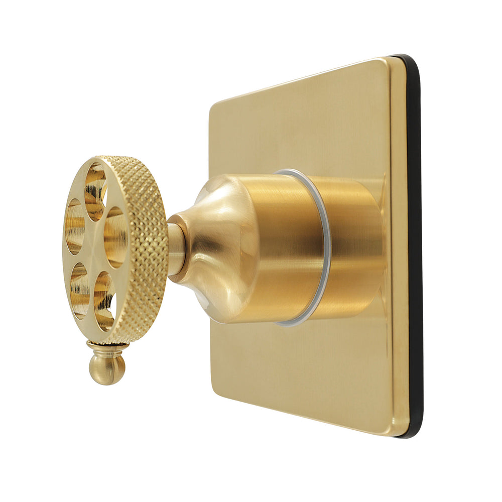 KS4047RKX Webb Single-Handle Six-Way Diverter Valve with Knurled Handle & Square Trim Kit, Brushed Brass