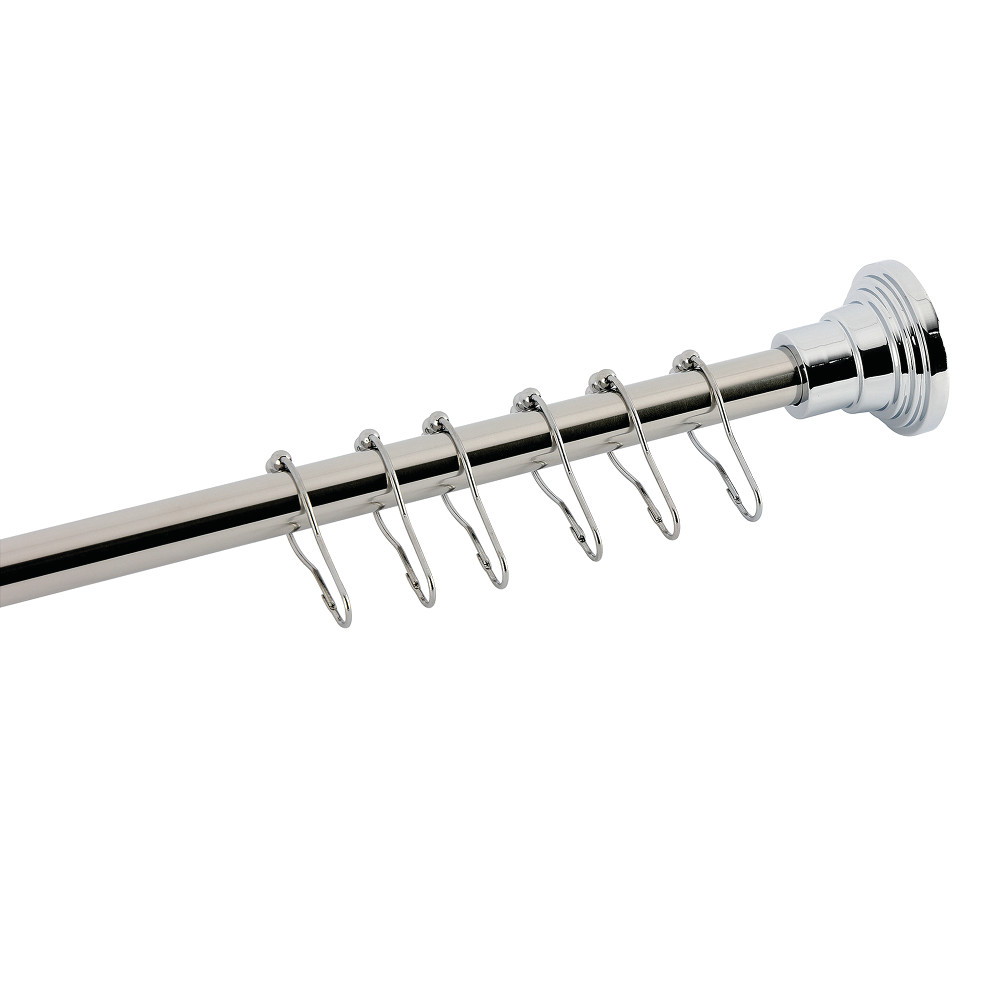 SCC2811 Edenscape 38 in. -60 in. Stainless Steel Adjustable Shower Curtain Rod with Rings - Polished Chrome