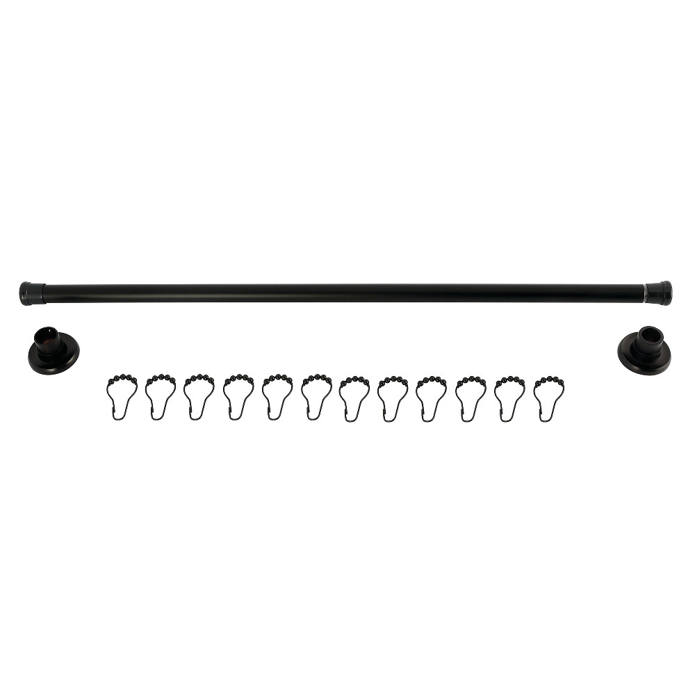 KSR365 Edenscape 36 in. -60 in. Stainless Steel Adjustable Shower Curtain Rod with Rings - Oil Rubbed Bronze