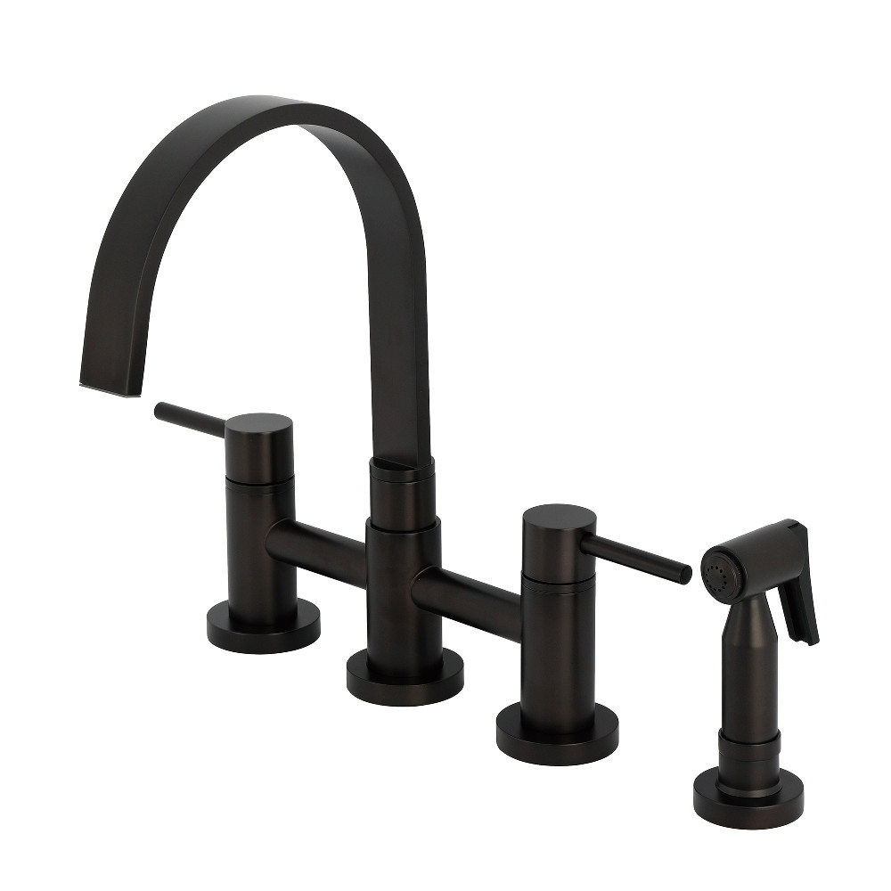 Picture of Kingston Brass KS8265DLBS Concord Bridge Kitchen Faucet with Brass Side Sprayer, Oil Rubbed Bronze