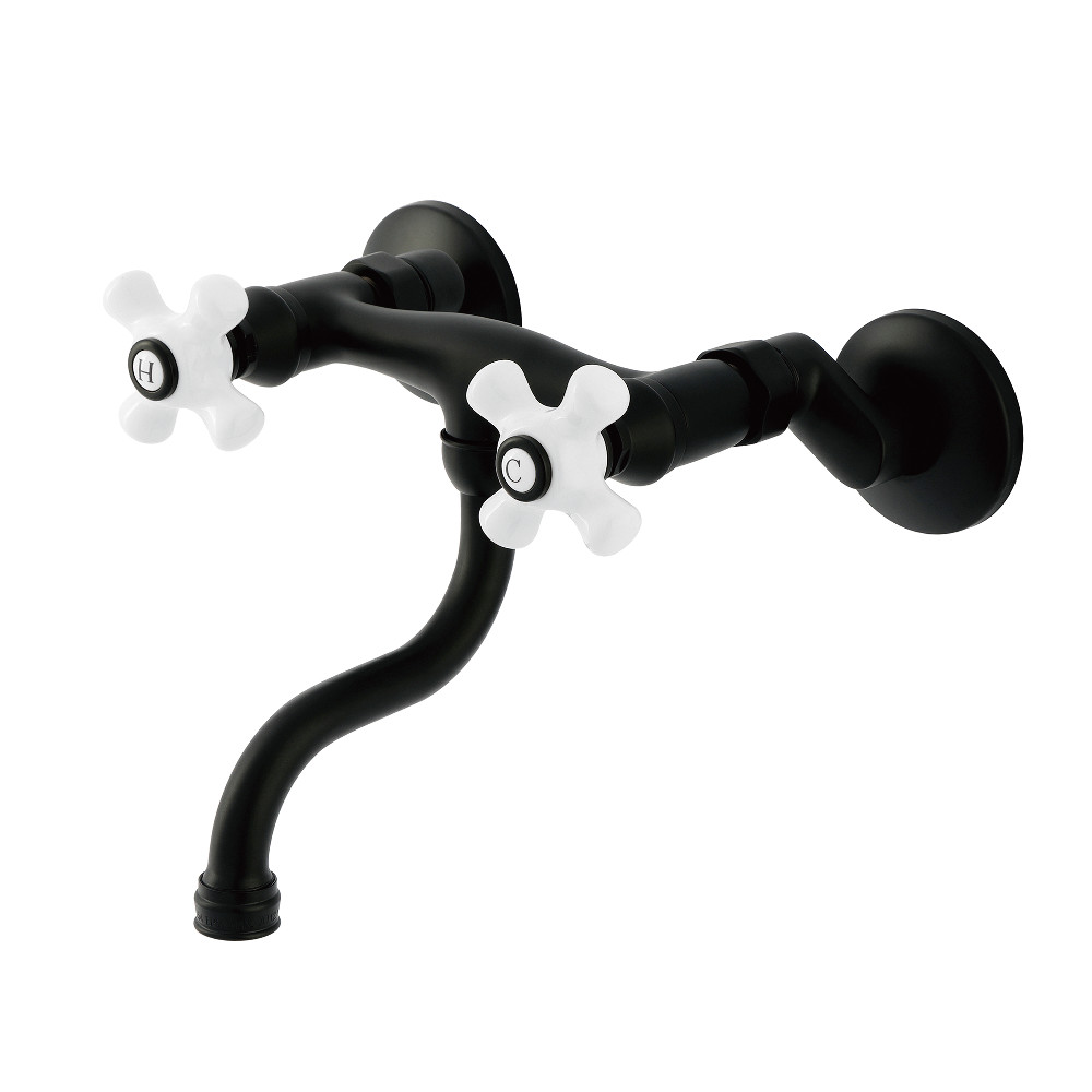 KS2110PX Double-Handle Wall Mount Bathroom Faucet, Matte Black