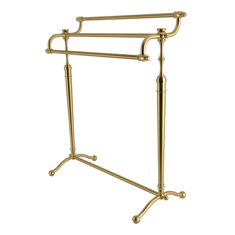 Warwick 28in. Freestanding Pedestal Towel Rack - Brushed Brass - Durable Design