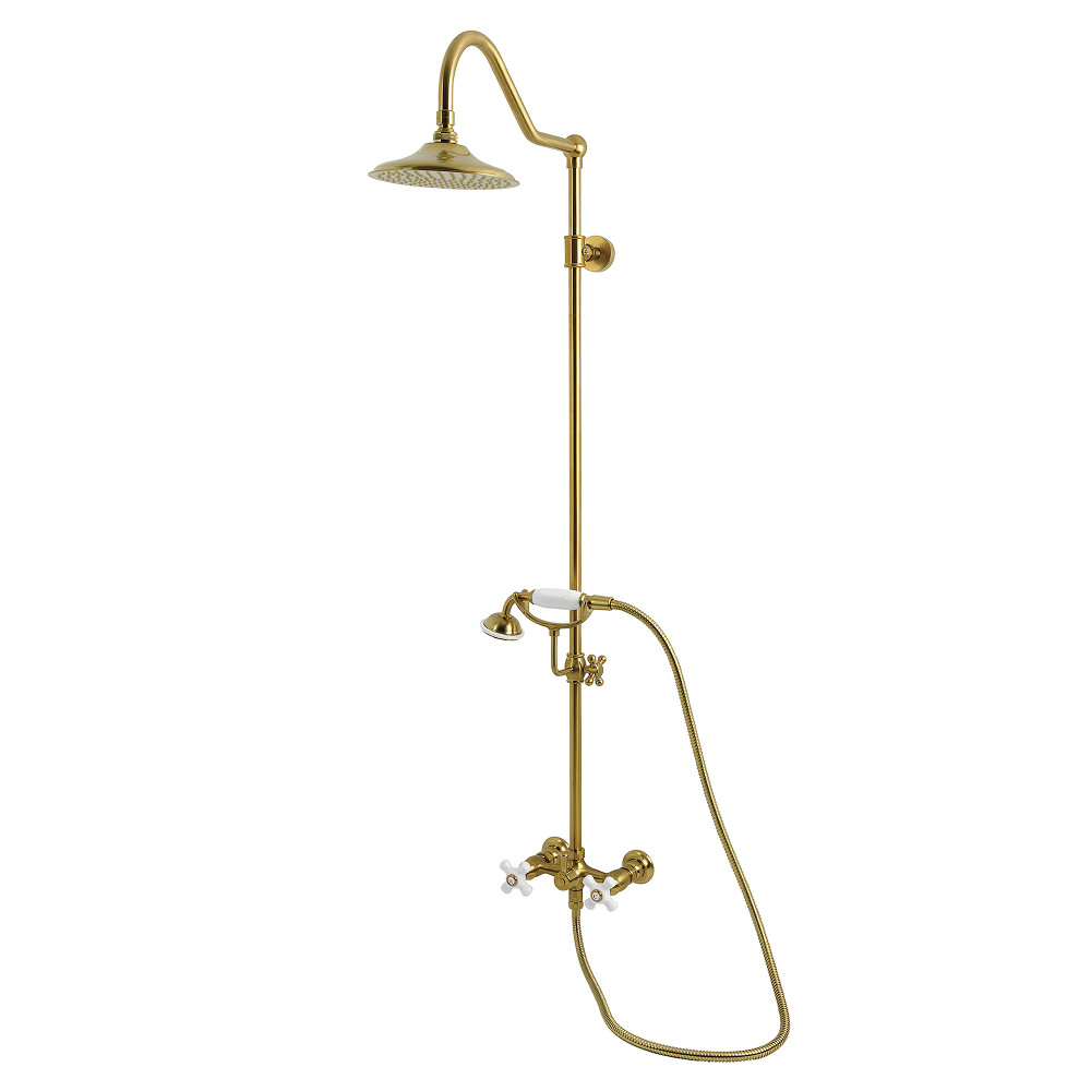CCK3667PX Wall Mount Rain Drop Shower System with Hand Shower - Brushed Brass