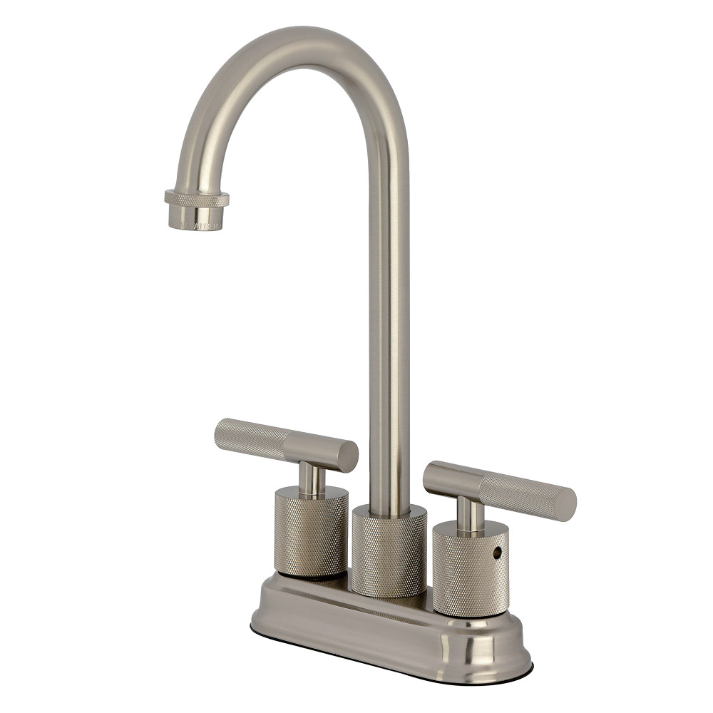 Picture of Kingston Brass KB5498KNL Convergent Double-Handle 4 in. Center Set Bar Faucet with Knurled Handle - Brushed Nickel