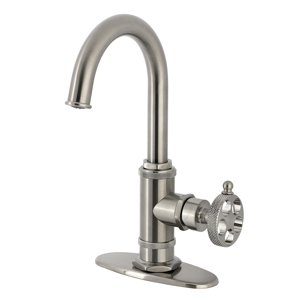 Picture of Kingston Brass KSD8508RKX Webb Single-Handle Bar Faucet with Knurled Handle - Brushed Nickel