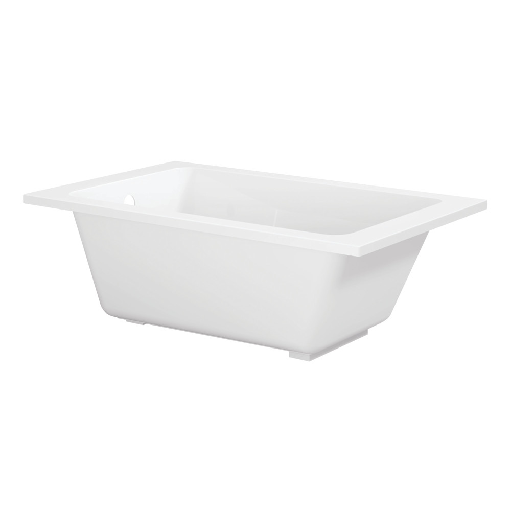 VTPN543419T 54 in. Acrylic Rectangular Drop-In Tub with Anti-Skid Surface, Glossy White