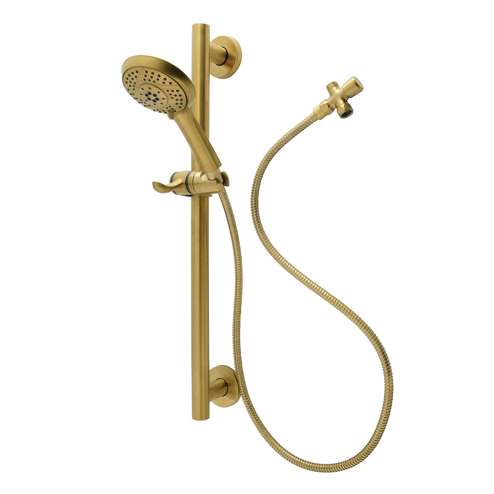 Shower System with Grab Bar & Hand Shower - Brushed Brass - 24in. Slide Bar - Safety Feature
