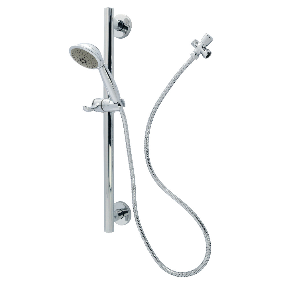 Shower System with Grab Bar & Hand Shower - Chrome - 24in. Bar - Safety Feature