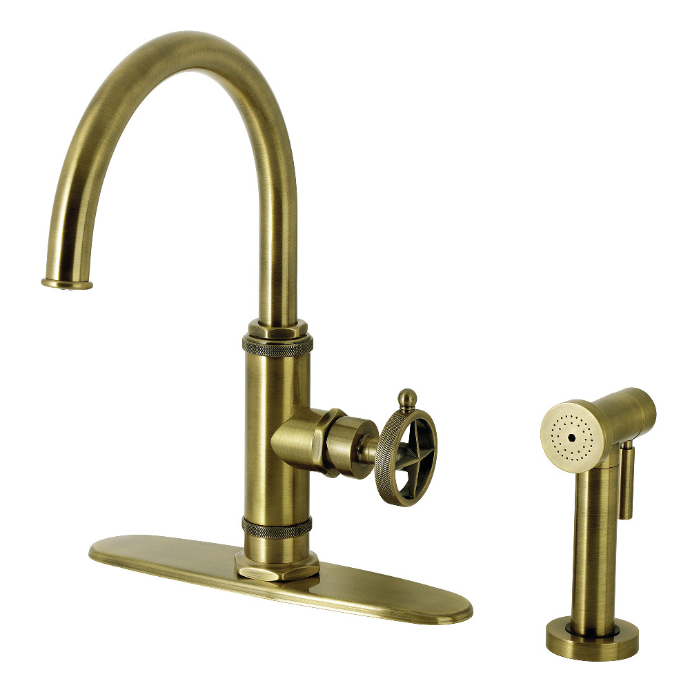 Picture of Kingston Brass KSD2433RNK Levante Single-Handle Kitchen Faucet - Antique Brass