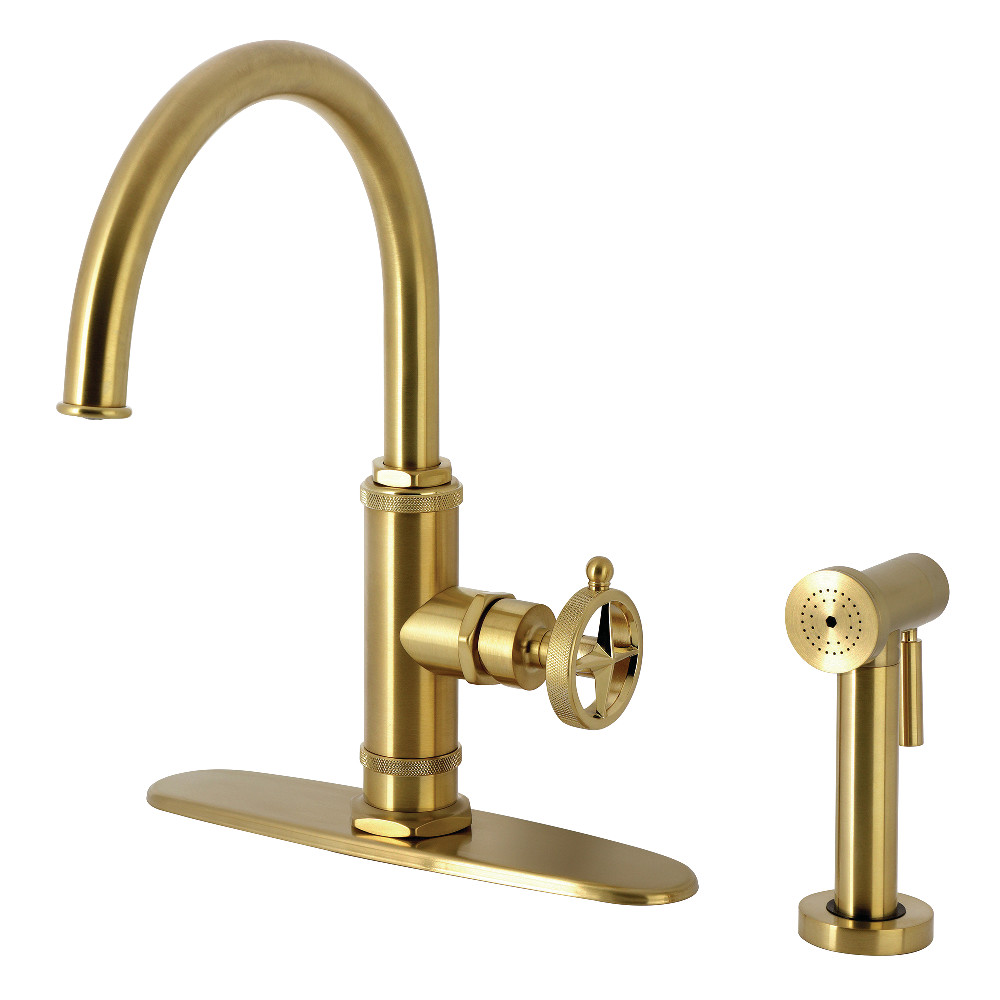 Picture of Kingston Brass KSD2437RNK Levante Single-Handle Kitchen Faucet - Brushed Brass