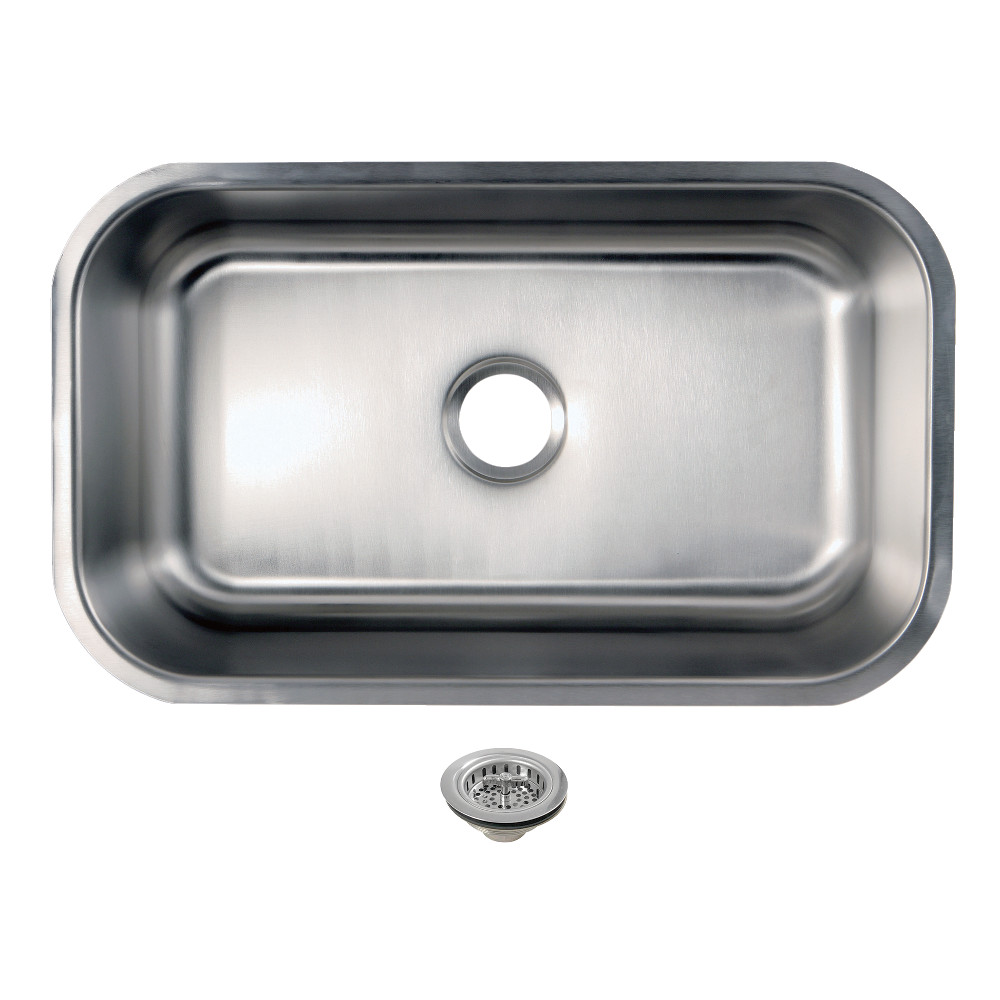 Picture of Kingston Brass KGKUS30181 Loft 30 in. Stainless Steel Single Bowl Undermount Kitchen Sink with Strainer - Stainless Steel & Polished Chrome