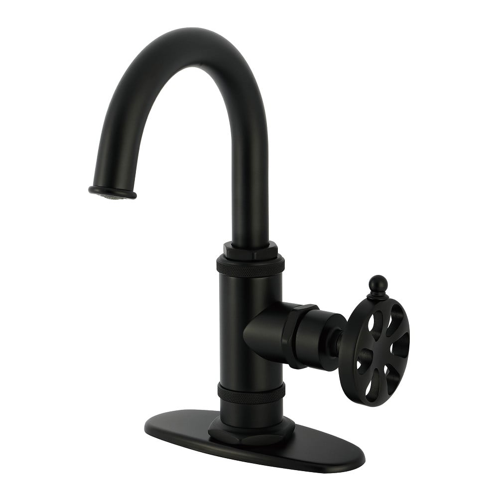 KSD2210RX Belknap One-Handle Single-Hole Bathroom Faucet with Deck Plate & Push Pop-Up Drain - Matte Black