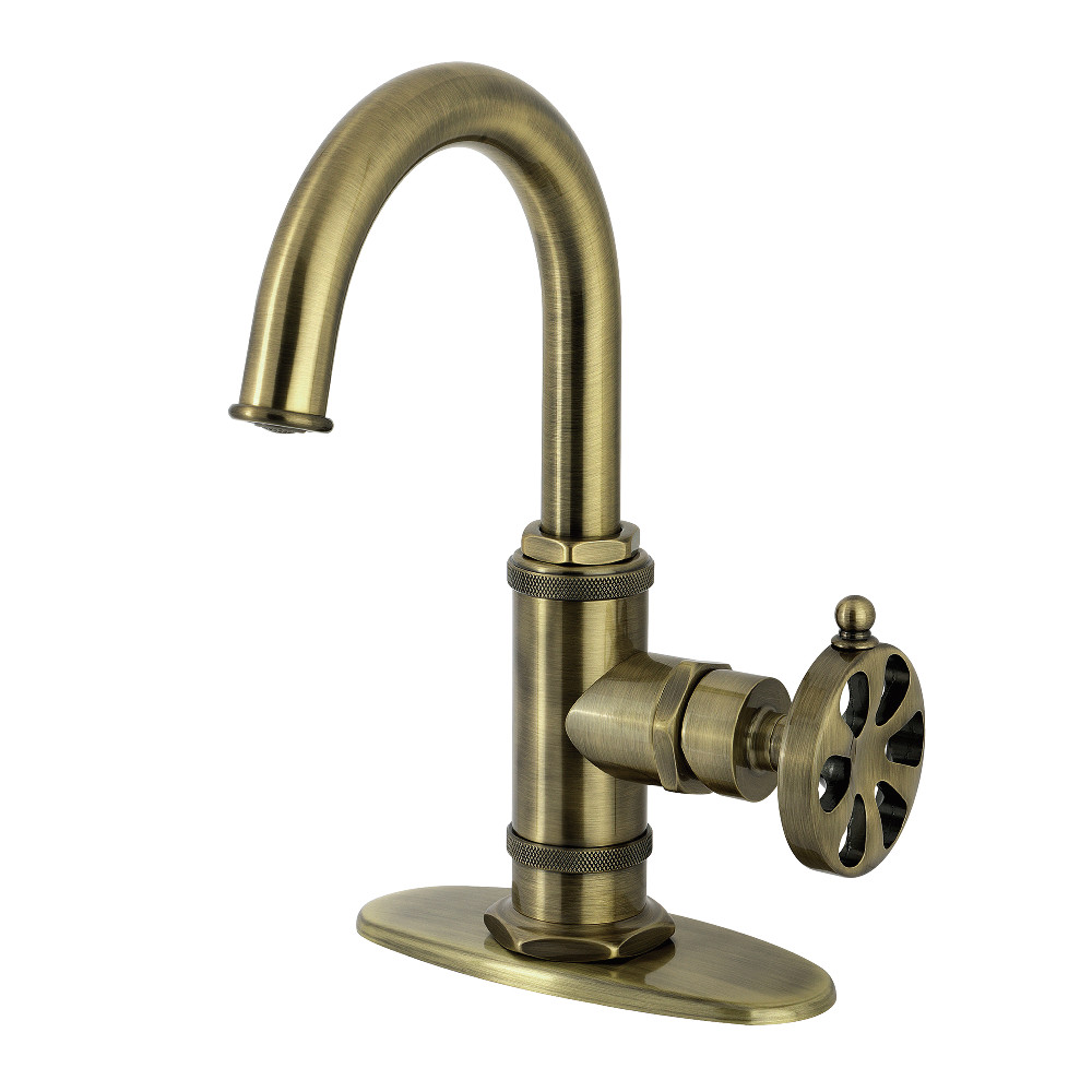 KSD2213RX Belknap One-Handle Single-Hole Bathroom Faucet with Deck Plate & Push Pop-Up Drain - Antique Brass