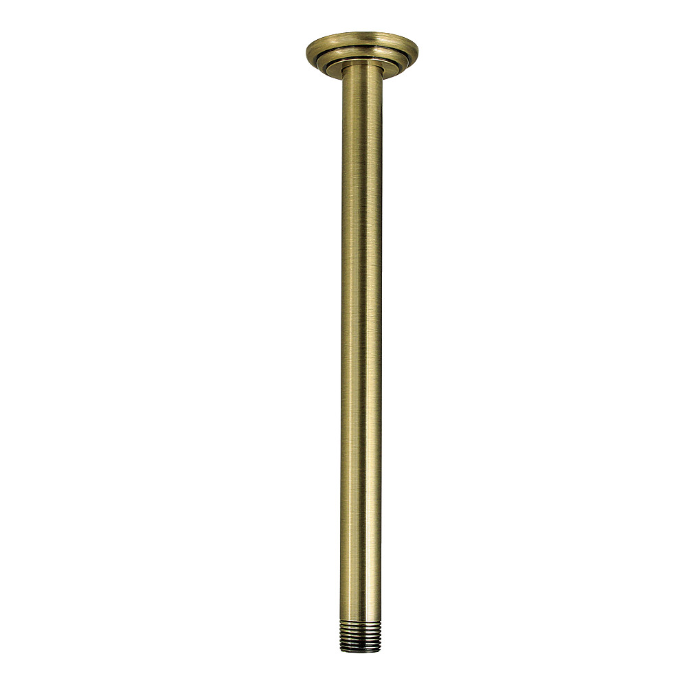 12-Inch Ceiling Mount Shower Arm - Antique Brass - Includes Flange