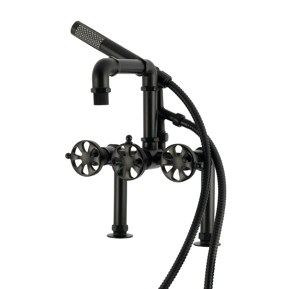 AE6400RX Belknap 7 in. Center Deck-Mount Clawfoot Tub Faucet with Hand Shower - Matte Black