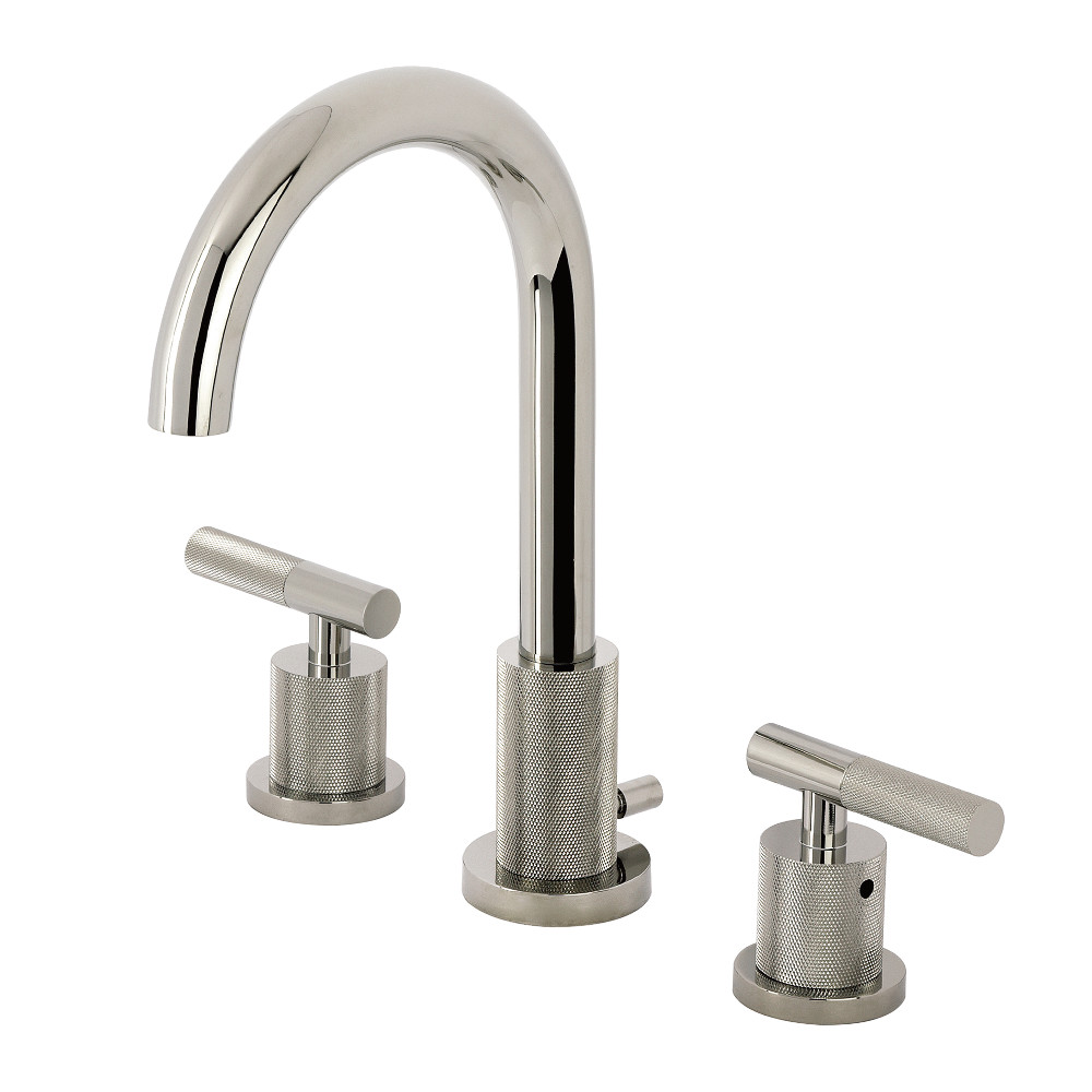FSC8929KNL Convergent Widespread Bathroom Faucet with Knurled Handle & Brass Pop-Up, Polished Nickel