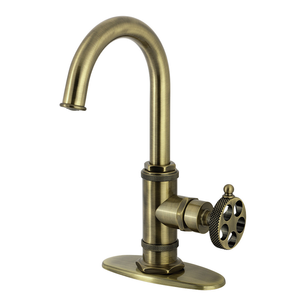 Picture of Kingston Brass KSD8503RKX Webb Single-Handle Bar Faucet with Knurled Handle - Antique Brass