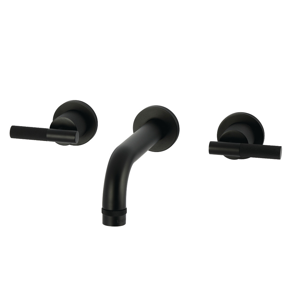 Convergent Double-Handle Wall Mount Faucet - Matte Black - 8in. Center - Durable Design