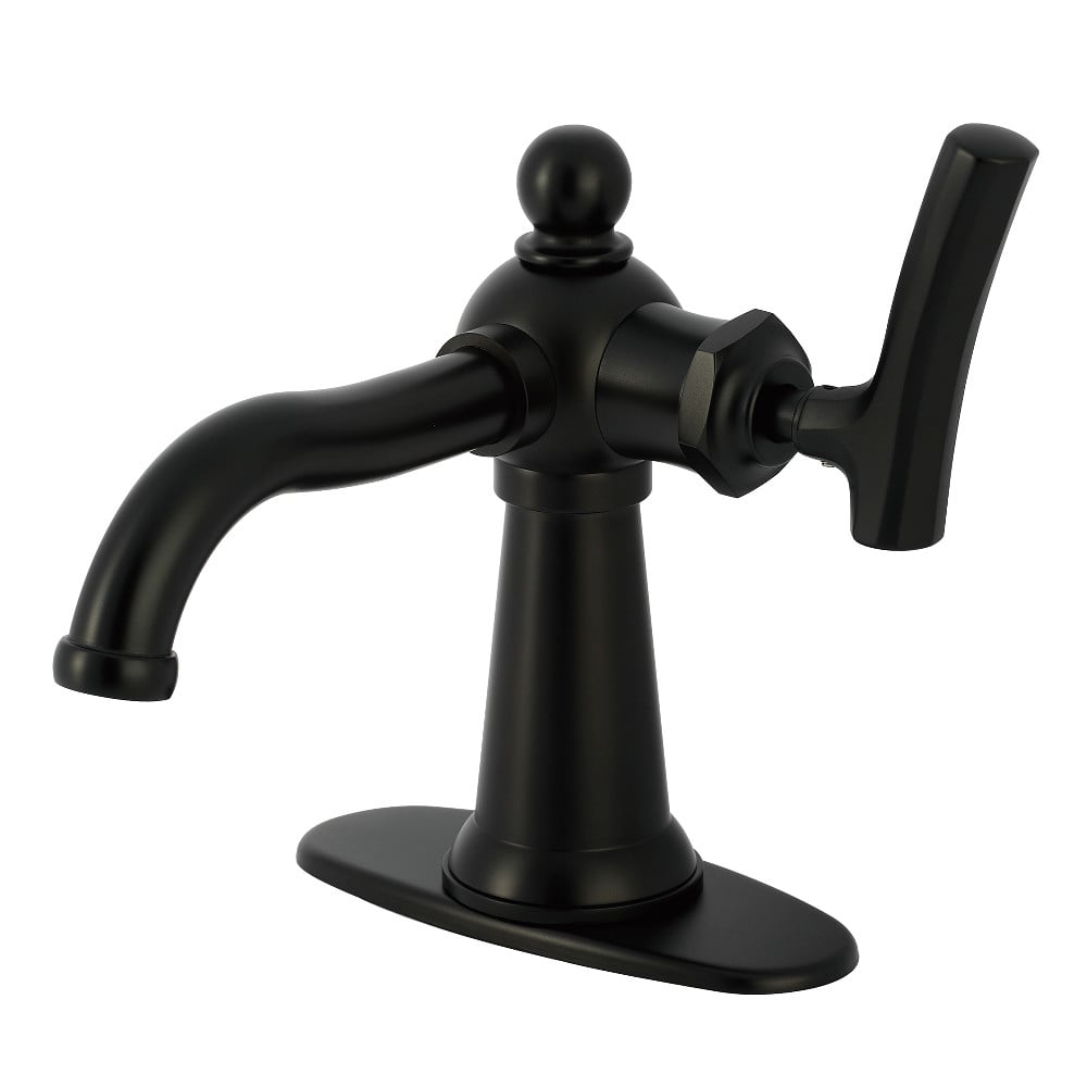 KSD3540TKL Hallerbos One-Handle Single-Hole Bathroom Faucet with Deck Plate & Push Pop-Up Drain - Matte Black