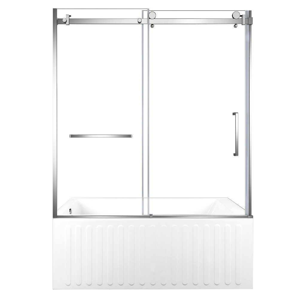 KVTDE603121L1 Acrylic Rectangular 3-Wall Alcove Tub Combo with Tub Door, White & Polished Chrome