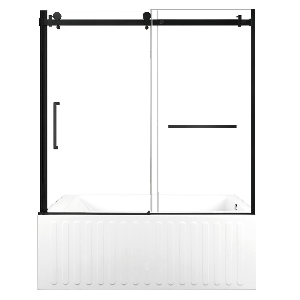 KVTDE603121R0 60 x 30.68 x 82.06 in. Acrylic Rectangular 3-Wall Alcove Tub Combo with Tub Door, White & Matte Black