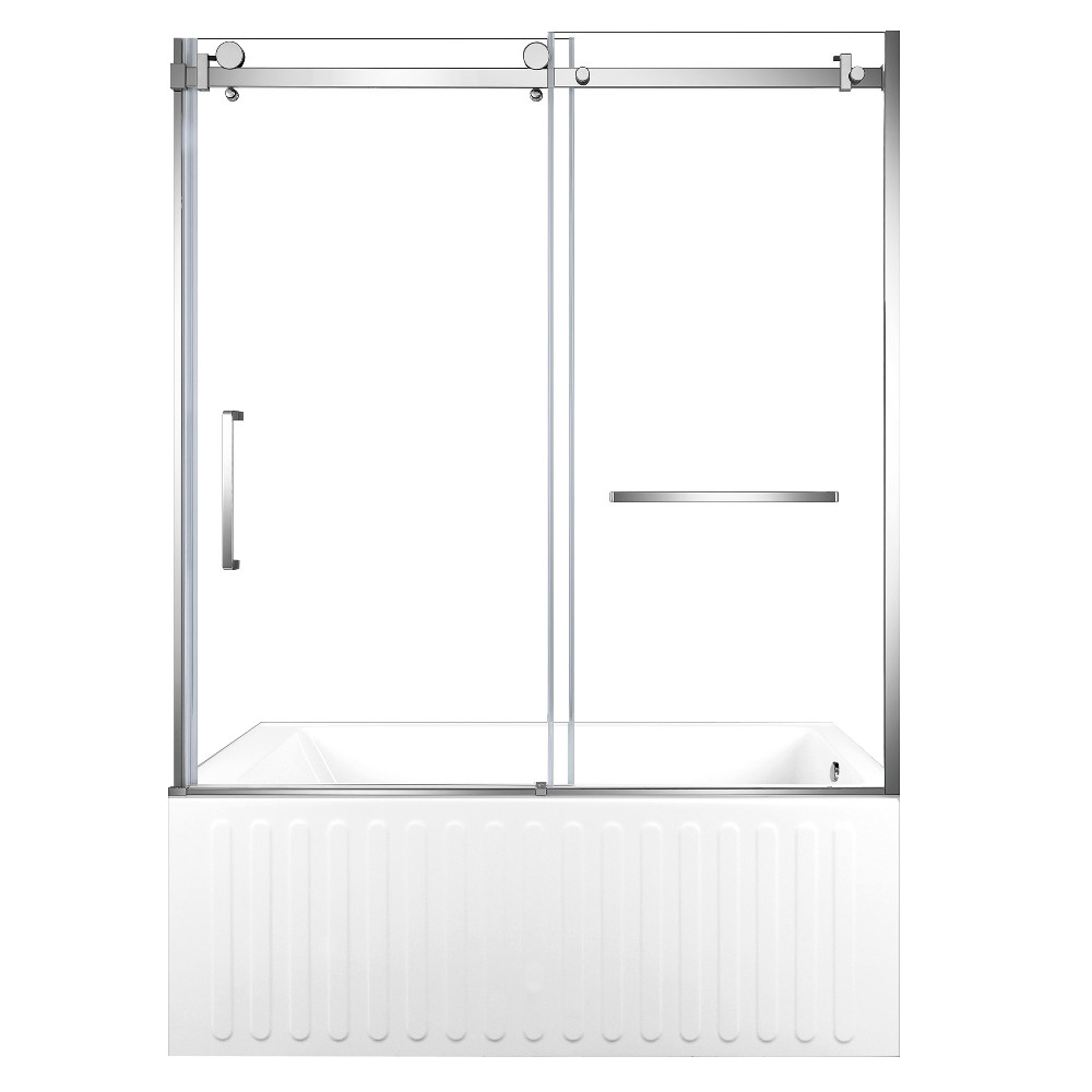 KVTDE603121R1 Acrylic Rectangular 3-Wall Alcove Tub Combo with Tub Door - White & Polished Chrome