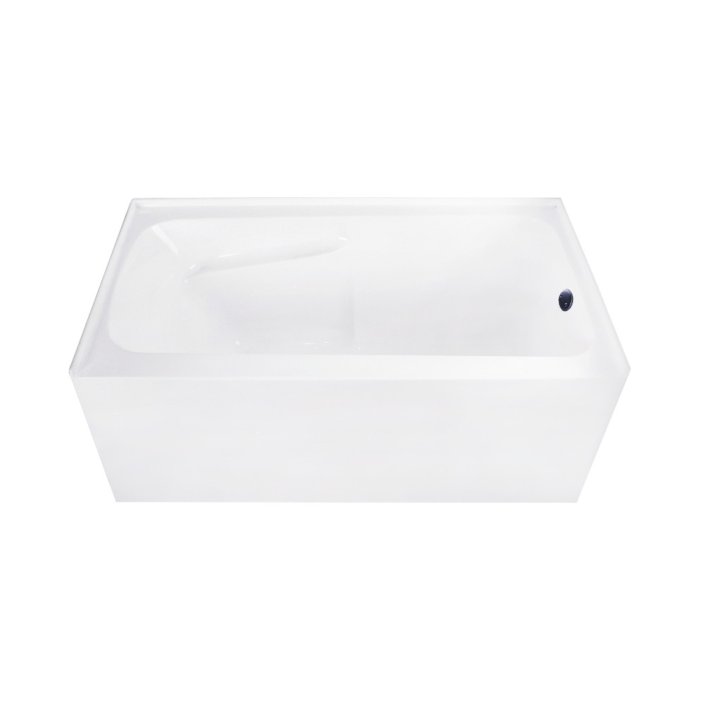 CVTAP543023R0 54 in. Acrylic Rectangular 3-Wall Alcove Tub Combo with Armrests & Waste & Overflow Drain, Glossy White & Matte Black