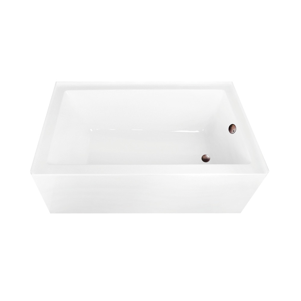 Acrylic Rectangular Alcove Tub Combo - Glossy White & Oil Rubbed Bronze - 60 x 36 in. - Waste & Overflow Drain Included