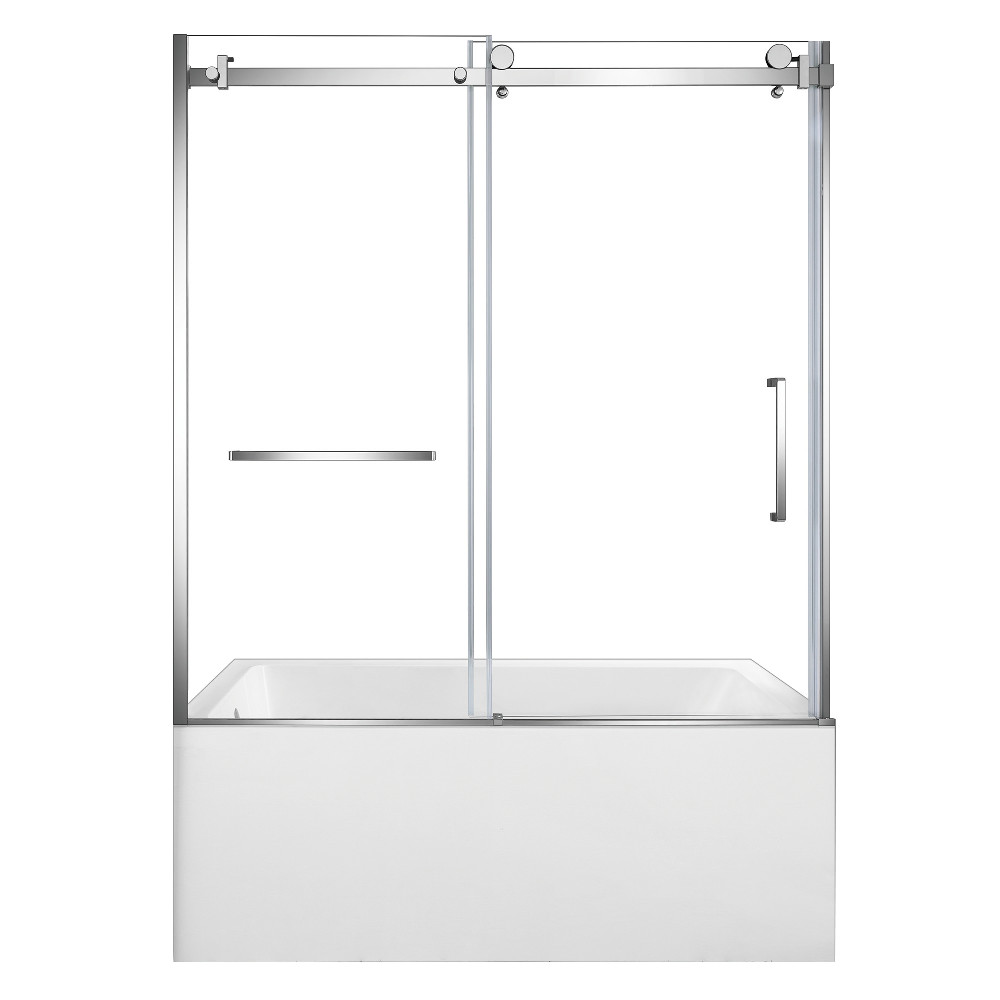 KVTDE603122L1 60 x 30.68 x 82.06 in. Acrylic Rectangular 3-Wall Alcove Tub Combo with Tub Door, White & Polished Chrome