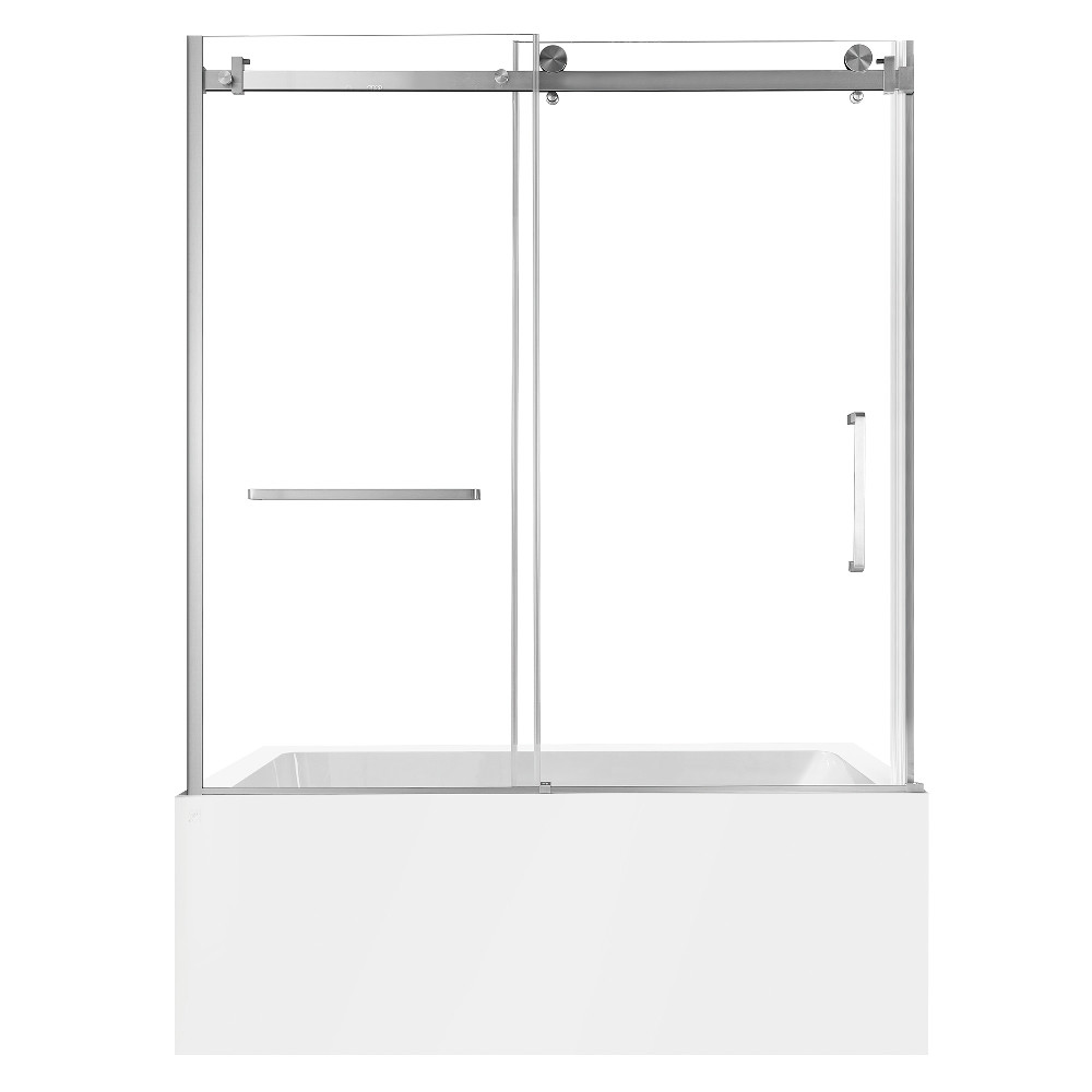KVTDE603122L8 60 x 30.68 x 82.06 in. Acrylic Rectangular 3-Wall Alcove Tub Combo with Tub Door, White & Brushed Nickel