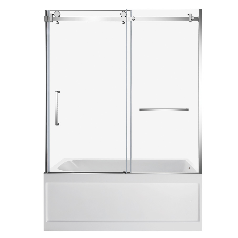 KVTAP6032R21A1 Acrylic Rectangular 3-Wall Anti-Skid Alcove Tub Combo with Tub Door, Polished Chrome & White