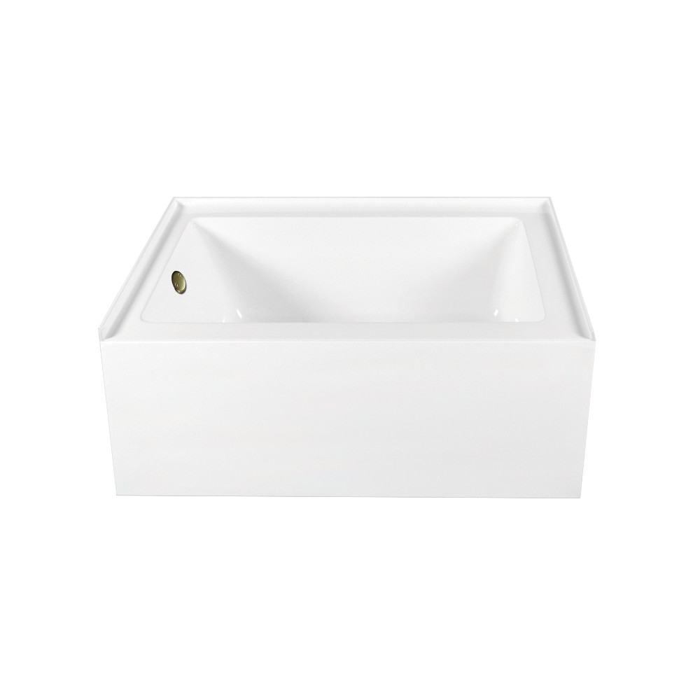 CVTAP603222L3 60 x 32 x 21.62 in. Acrylic Rectangular 3-Wall Alcove Tub Combo with Waste & Overflow Drain - Glossy White & Antique Brass