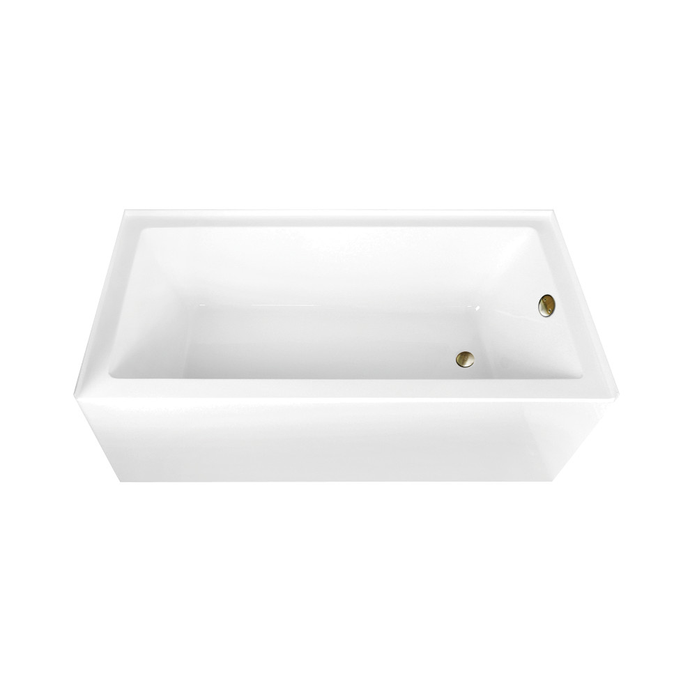 CVTAP663222R3 66 in. Acrylic Rectangular 3-Wall Alcove Tub Combo with Waste & Overflow Drain, Glossy White & Antique Brass