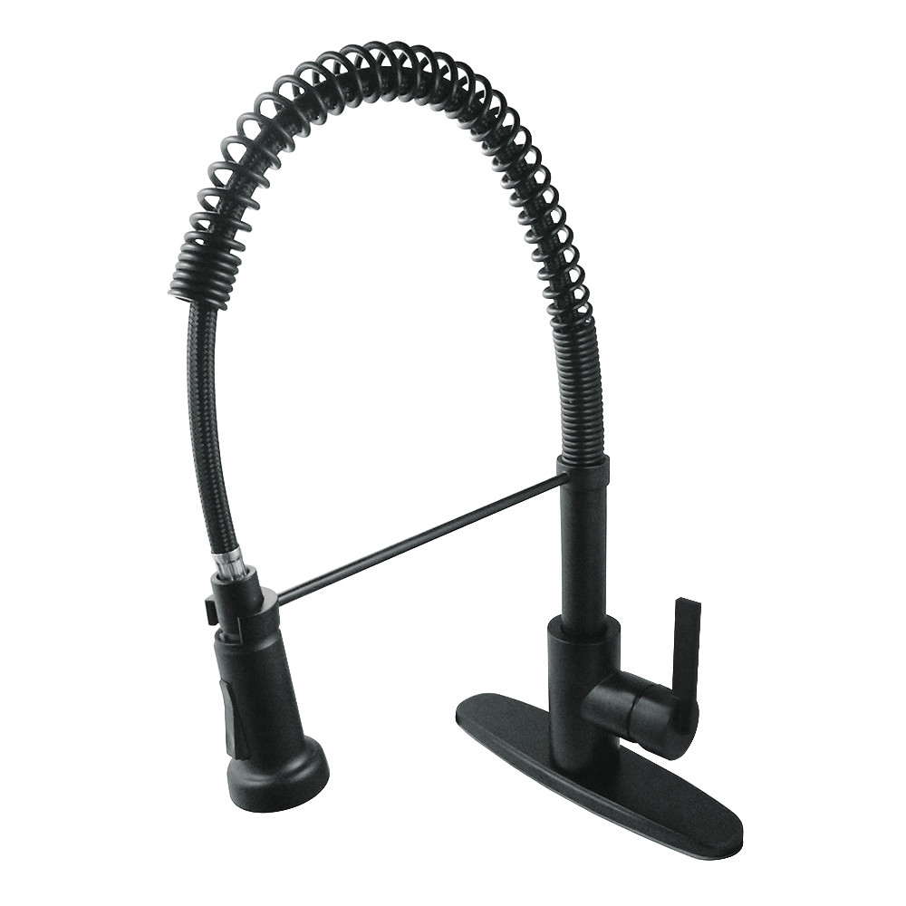Picture of Kingston Brass GSY8880CTL Gourmetier Continental Single-Handle Deck-Mount Pre-Rinse Kitchen Faucet - Matte Black