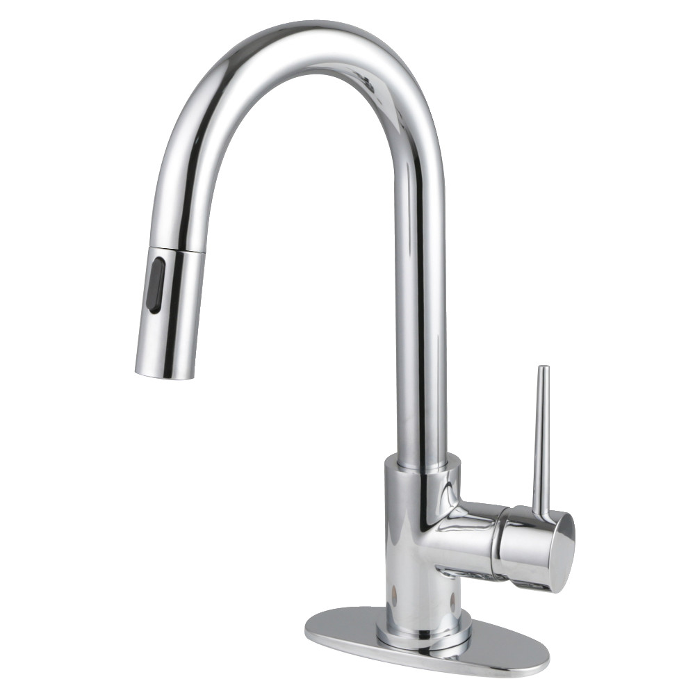 Picture of Kingston Brass LS2461NYL Gourmetier York Single-Handle Pull Down Sprayer Bar Faucet - Polished Chrome