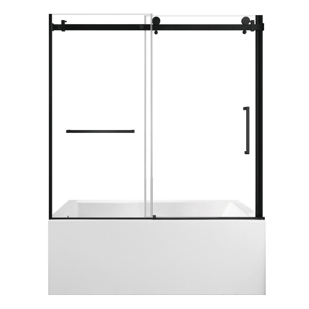 KVTAP603222L0 60 x 32 x 81.62 in. Acrylic Rectangular 3-Wall Alcove Tub Combo with Tub Door, White & Matte Black