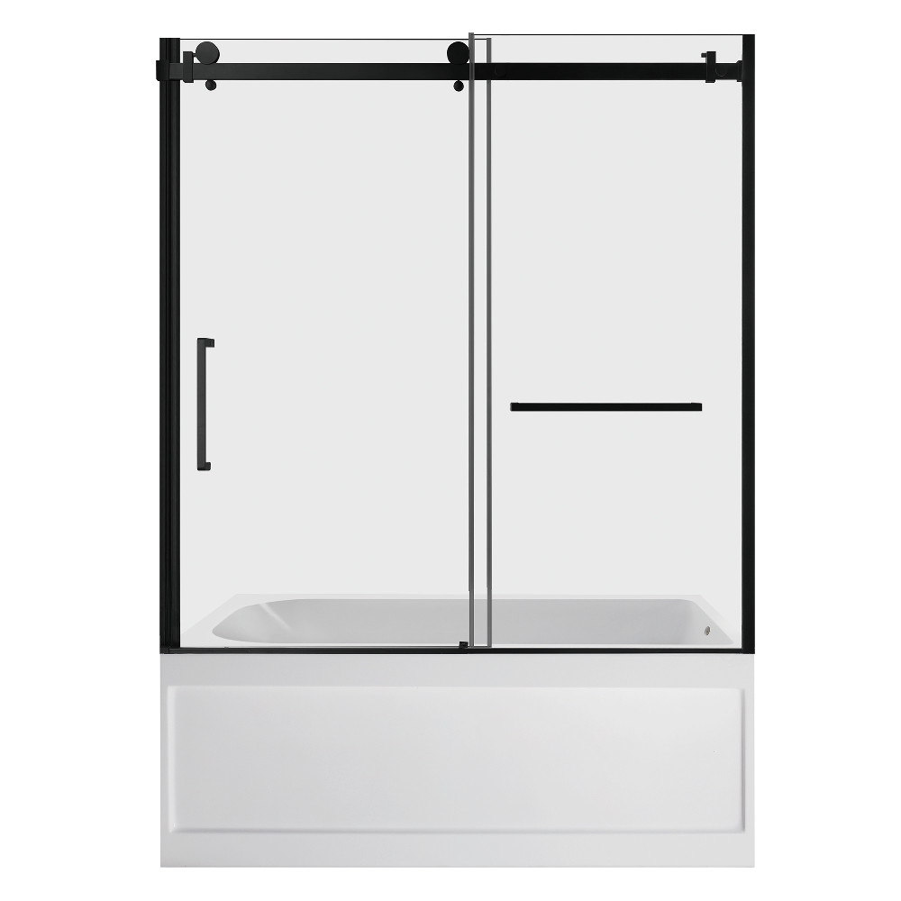 KVTAP6032R21A0 Acrylic Rectangular 3-Wall Anti-Skid Alcove Tub Combo with Tub Door - Matte Black & White