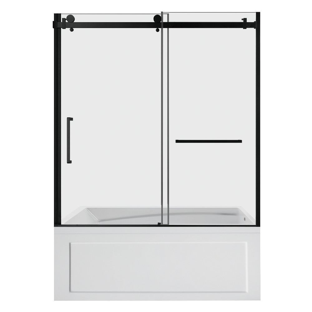 KVTAM6032R22B0 60 x 32 x 81.25 in. Acrylic Rectangular 3-Wall Anti-Skid Alcove Tub Combo with Tub Door, White & Matte Black