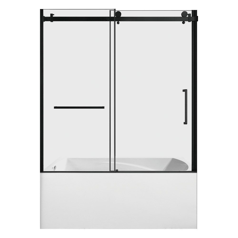 KVTAM6032L210 60 x 32 x 81 in. Acrylic Rectangular 3-Wall Alcove Tub Combo with Tub Door - White & Matte Black