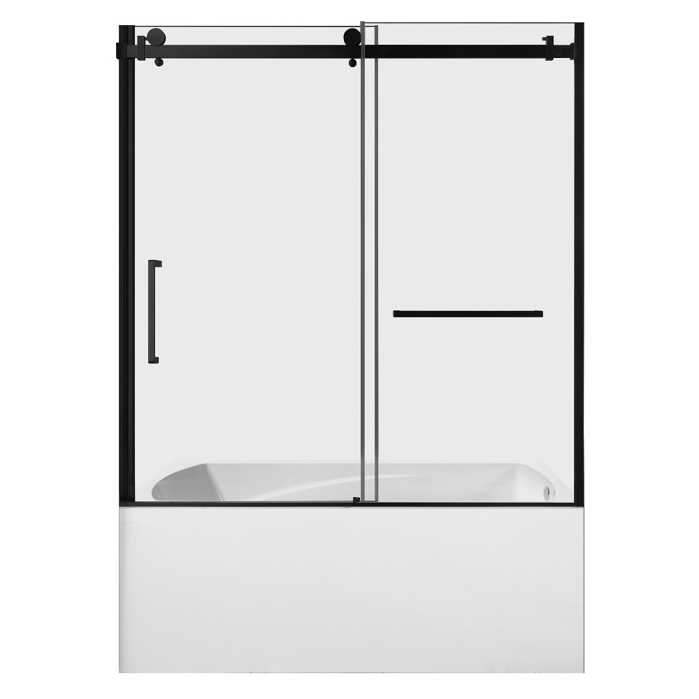 KVTAM6032R210 60 x 32 x 81 in. Acrylic Rectangular 3-Wall Alcove Tub Combo with Tub Door, White & Matte Black