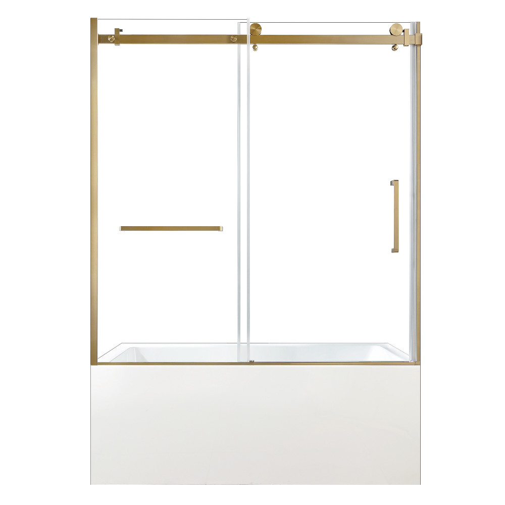 KVTAP6032L227 59.81 x 31.93 x 81.43 in. Acrylic Rectangular 3-Wall Alcove Tub Combo with Tub Door - White & Brushed Brass
