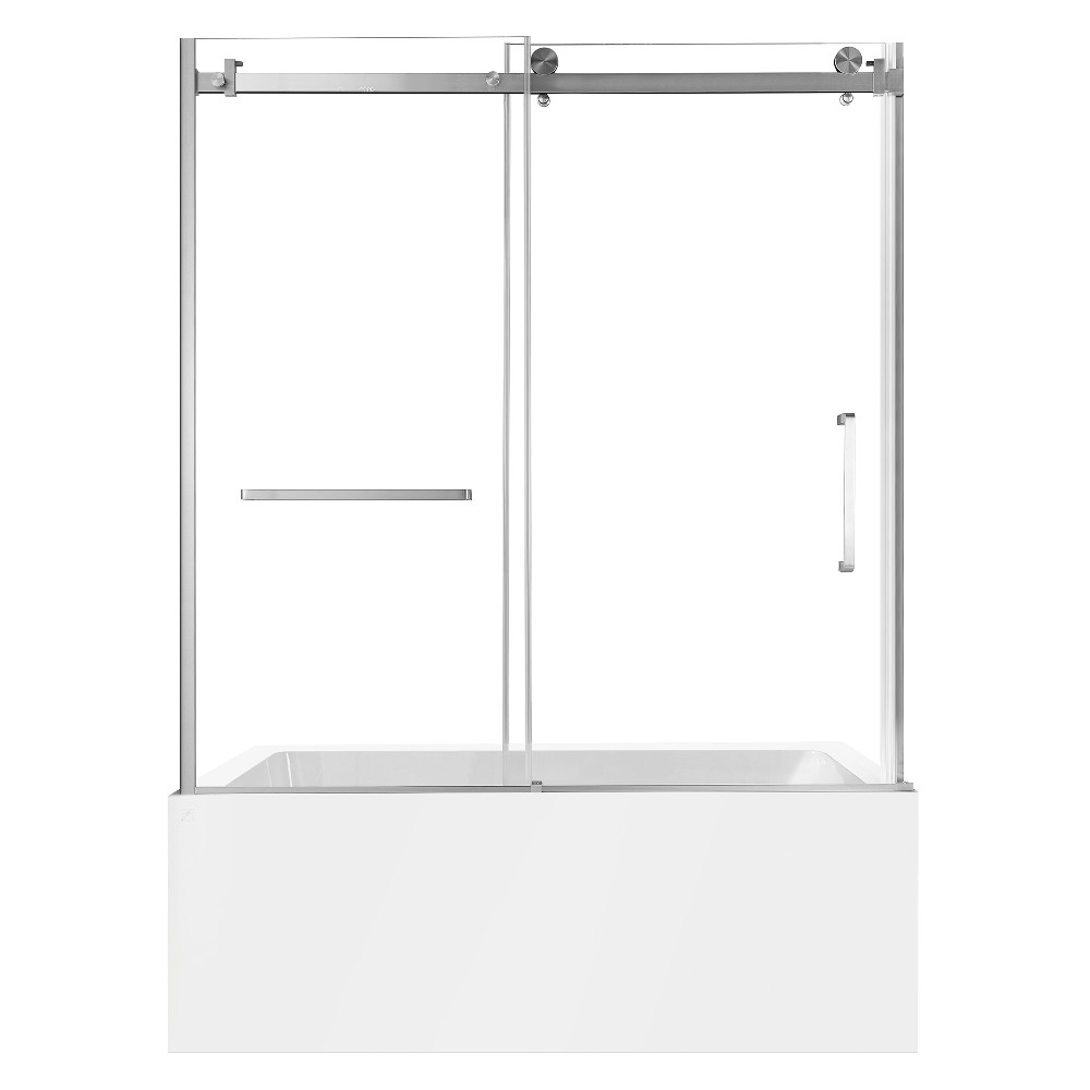 KVTAP6032L228 Acrylic Rectangular 3-Wall Alcove Tub Combo with Tub Door - Brushed Nickel & White