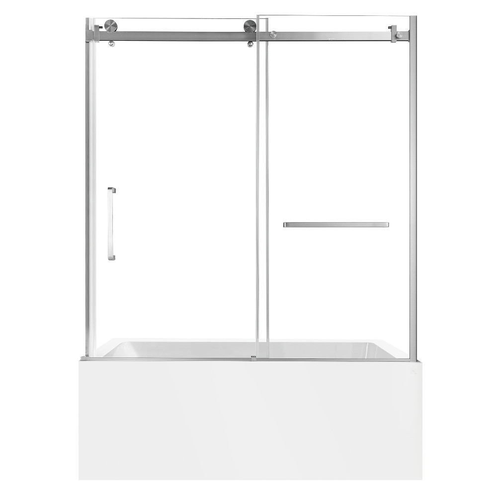 KVTAP6032R228 59.81 x 31.93 x 81.43 in. Acrylic Rectangular 3-Wall Alcove Tub Combo with Tub Door, White & Brushed Nickel