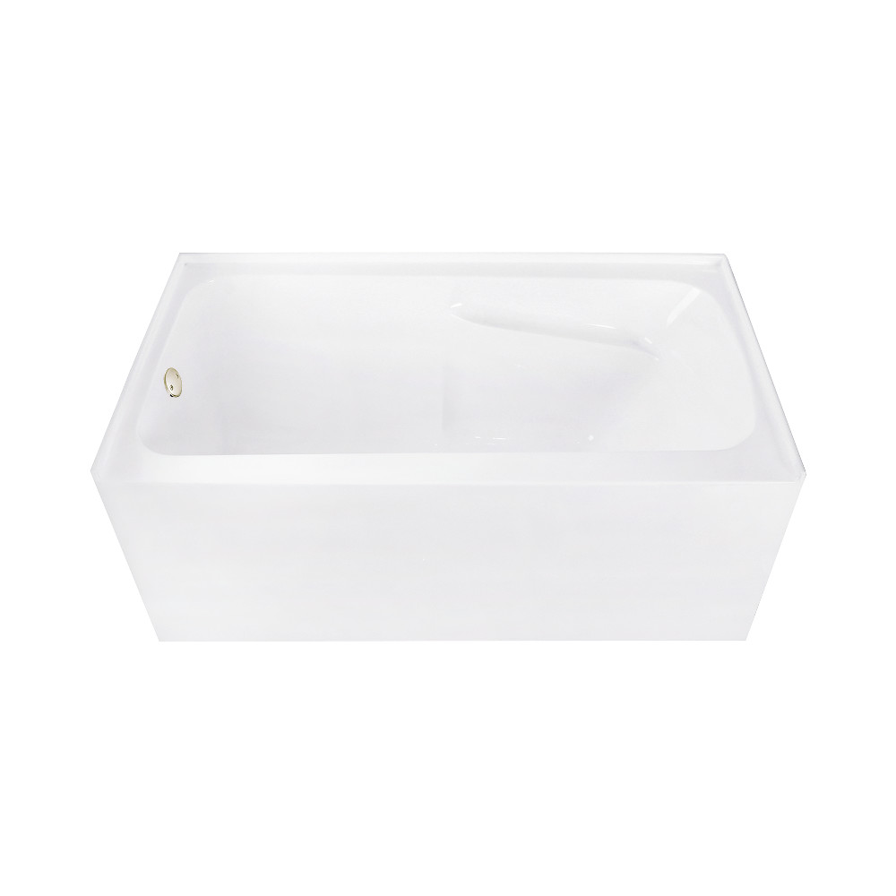 54 x 30 x 22.75 in. Acrylic Rectangular 3-Wall Alcove Tub Combo with Armrests & Waste & Overflow Drain, Glossy White & Polished Nickel