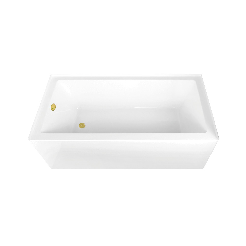 66in. Acrylic Rectangular Alcove Tub Combo - Glossy White & Polished Brass