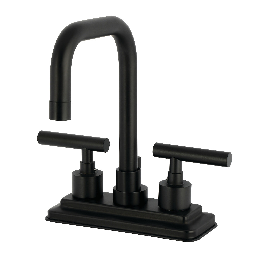 KS6640CML Manhattan Double-Handle 4 in. Center Set Bathroom Faucet with Brass Pop-Up - Matte Black