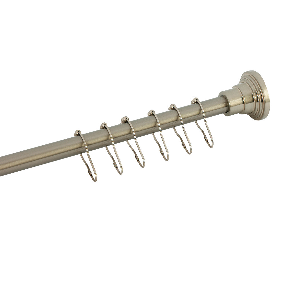 SCC2818 Edenscape 38 in. -60 in. Stainless Steel Adjustable Shower Curtain Rod with Rings - Brushed Nickel